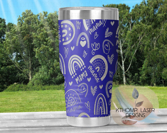 Rainbow Mama Laser Engraved Wrap Design for 20oz & 30oz Tumblers, Digital Download, SVG, Mom Gift Seamless Design, Tumbler Wrap For Rotary