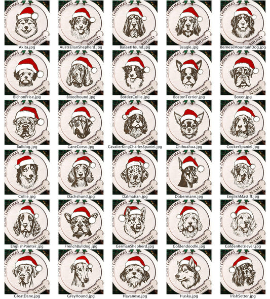 Santa Paws Dog Breed Christmas Ornament Digital Files SVG,/PNG (52 Breeds)