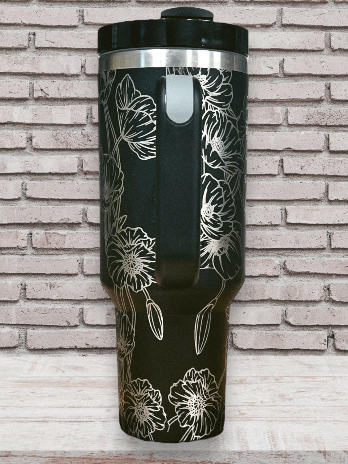 Poppies Laser Engraved Full Wrap Design for 40oz Tumbler, Digital Download, SVG, Floral Seamless Design, Tumbler Wrap For Laser Rotary