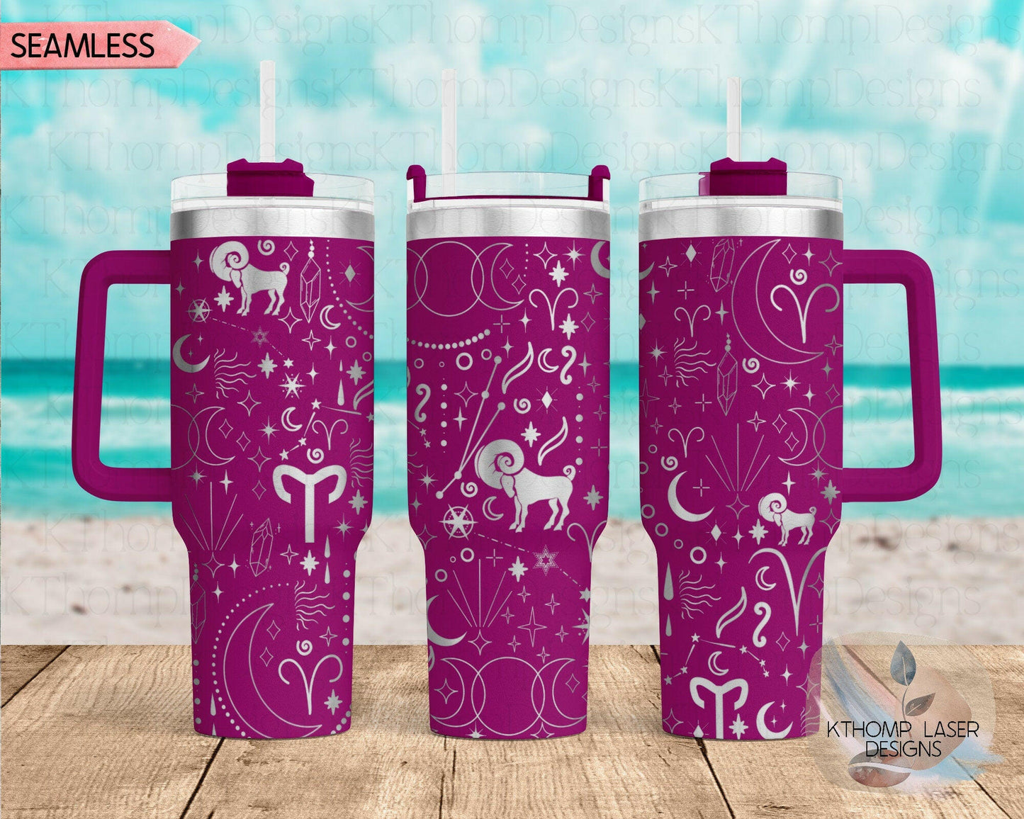 Aries Zodiac Laser Engraved Full Wrap Design for 40oz Quencher Style Tumbler, Digital Download, Astronomy Seamless Design, Laser Rotary SVG