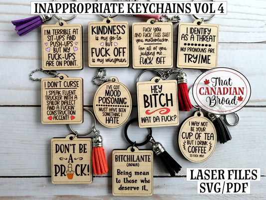 Inappropriate Keychains Vol 4, Adult Humor, Adult Humour, Inappropriate, Laser file, SVG, PDF