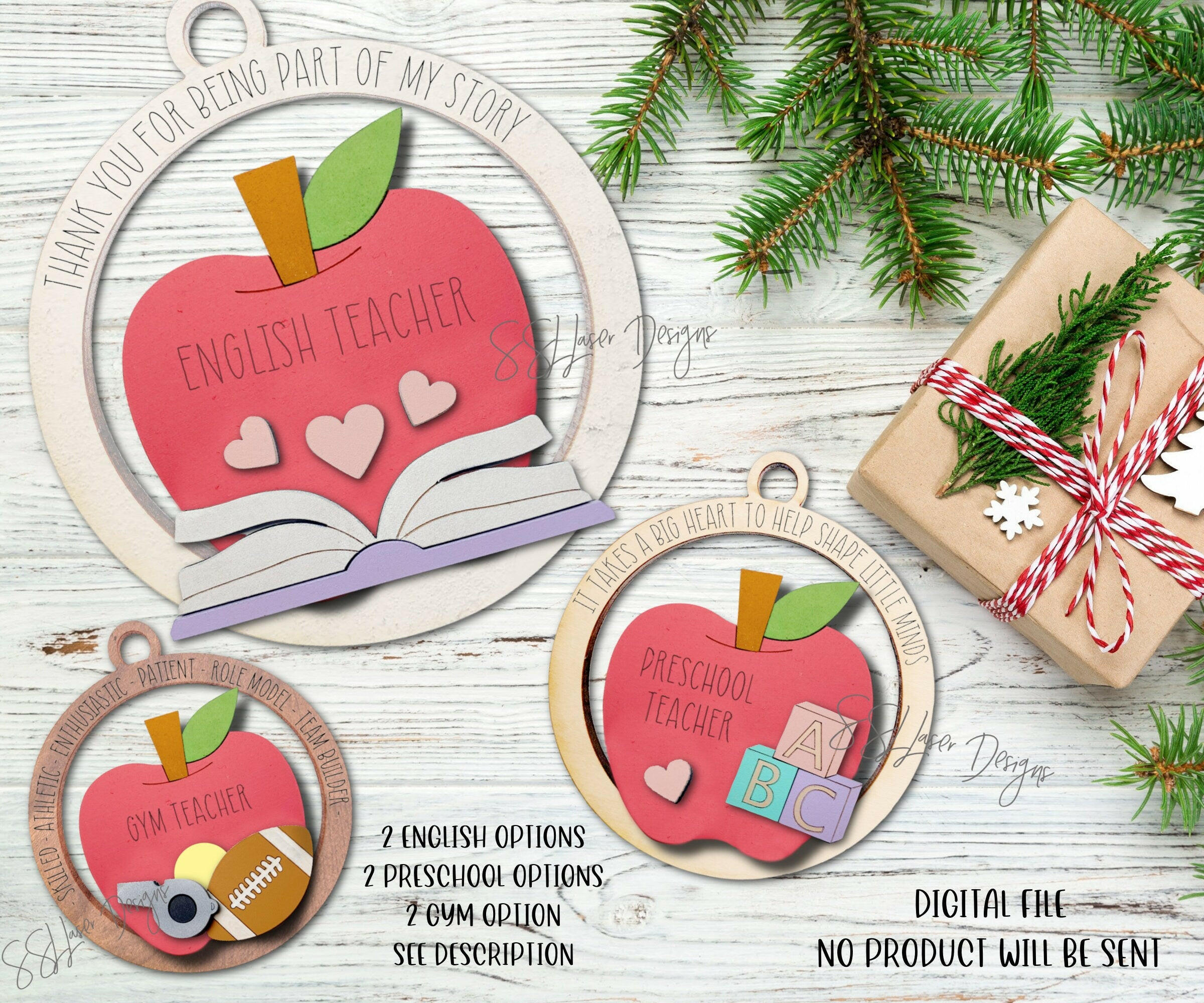 Preschool Teacher Christmas Ornaments SVG File, English Teacher Christ ...