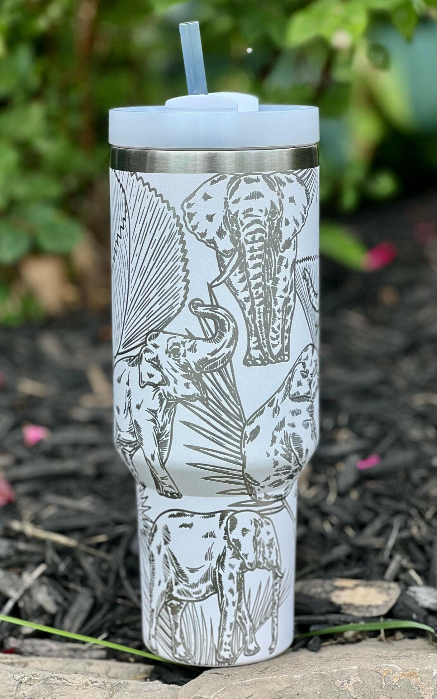 Elephants Laser Engraved Full Wrap Design for 40oz Tumbler, Digital Download, SVG, Seamless Design, Tumbler Wrap For Laser Rotary