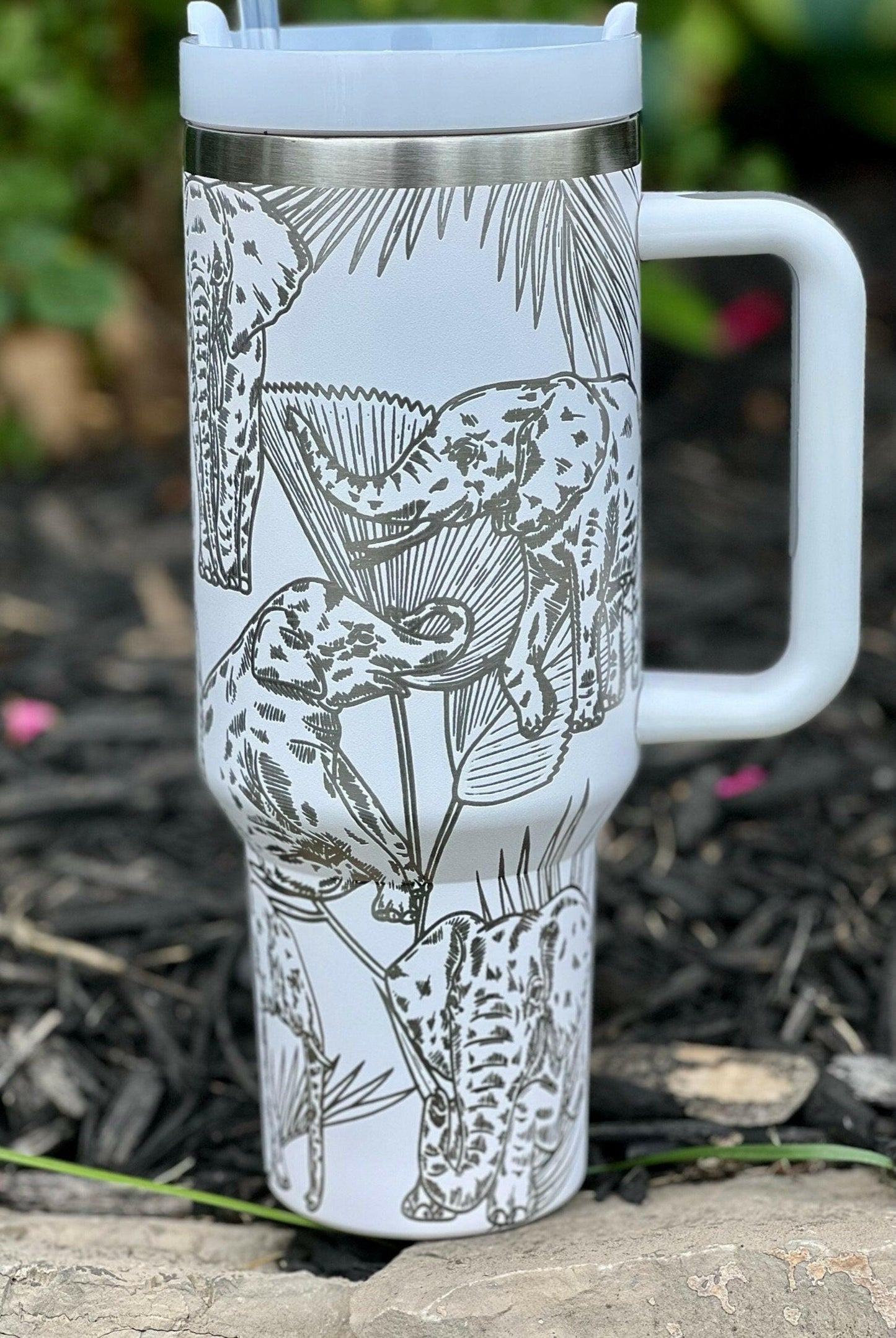 Elephants Laser Engraved Full Wrap Design for 40oz Tumbler, Digital Download, SVG, Seamless Design, Tumbler Wrap For Laser Rotary