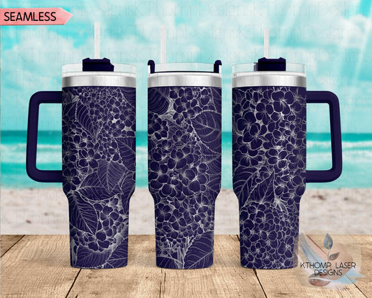 Hydrangeas Laser Engraved Full Wrap Design for 40oz Tumbler, Digital Download, SVG, Floral Seamless Design, Tumbler Wrap For Laser Rotary