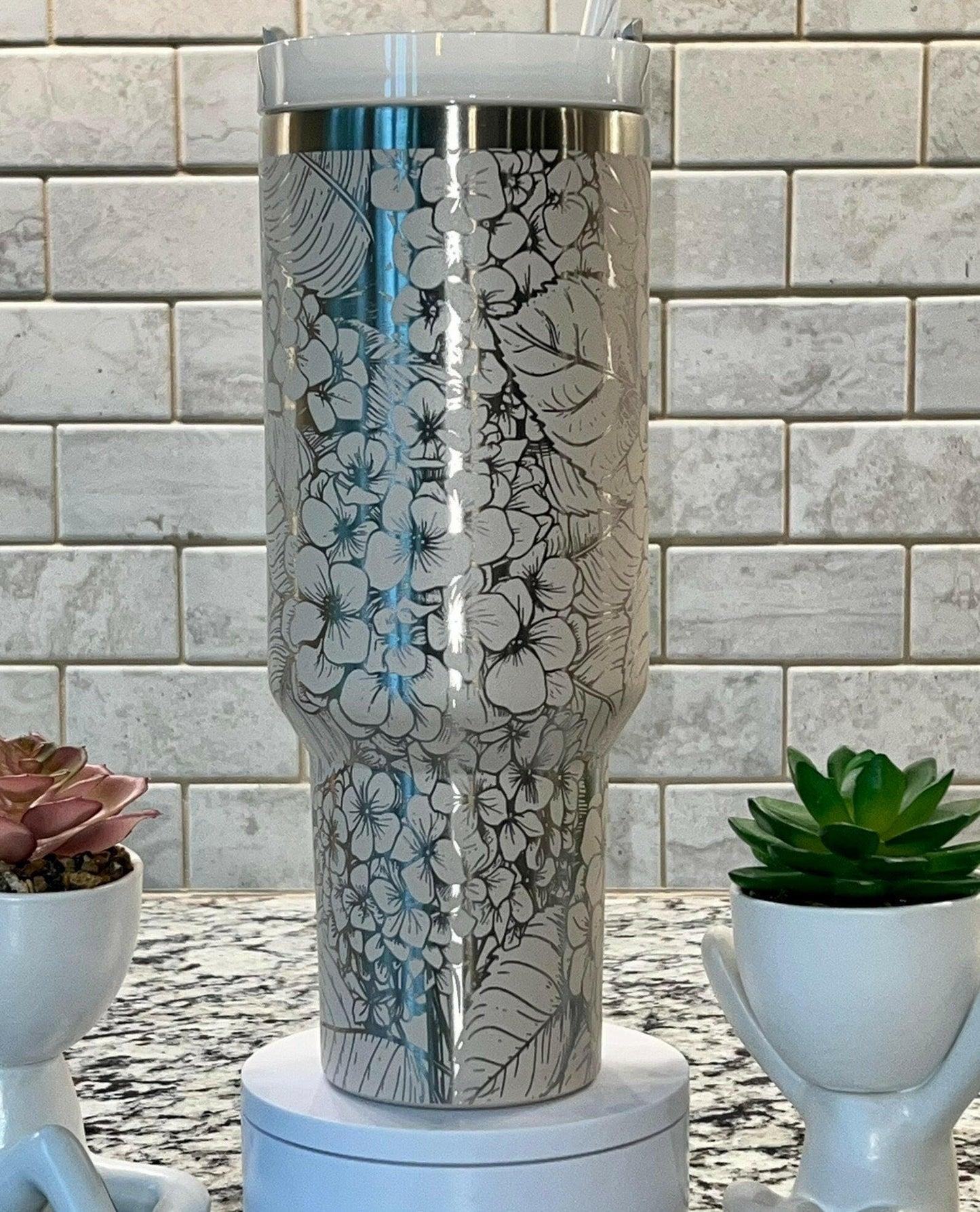 Hydrangeas Laser Engraved Full Wrap Design for 40oz Tumbler, Digital Download, SVG, Floral Seamless Design, Tumbler Wrap For Laser Rotary