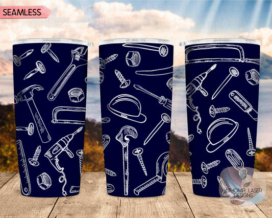 Tools Laser Engraved Wrap Design for 20oz & 30oz Tumblers, Digital Download, SVG, Hand Tools Seamless Design, Tumbler Wrap For Rotary