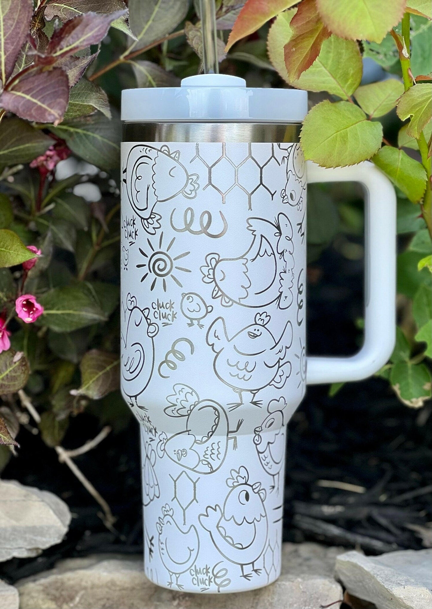 Chicken Doodles Hens Laser Engraved Full Wrap Design for 40oz Tumbler, Digital Download, SVG, Seamless Design, Tumbler Wrap For Laser Rotary