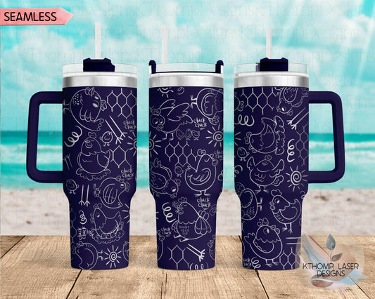 Chicken Doodles Hens Laser Engraved Full Wrap Design for 40oz Tumbler, Digital Download, SVG, Seamless Design, Tumbler Wrap For Laser Rotary