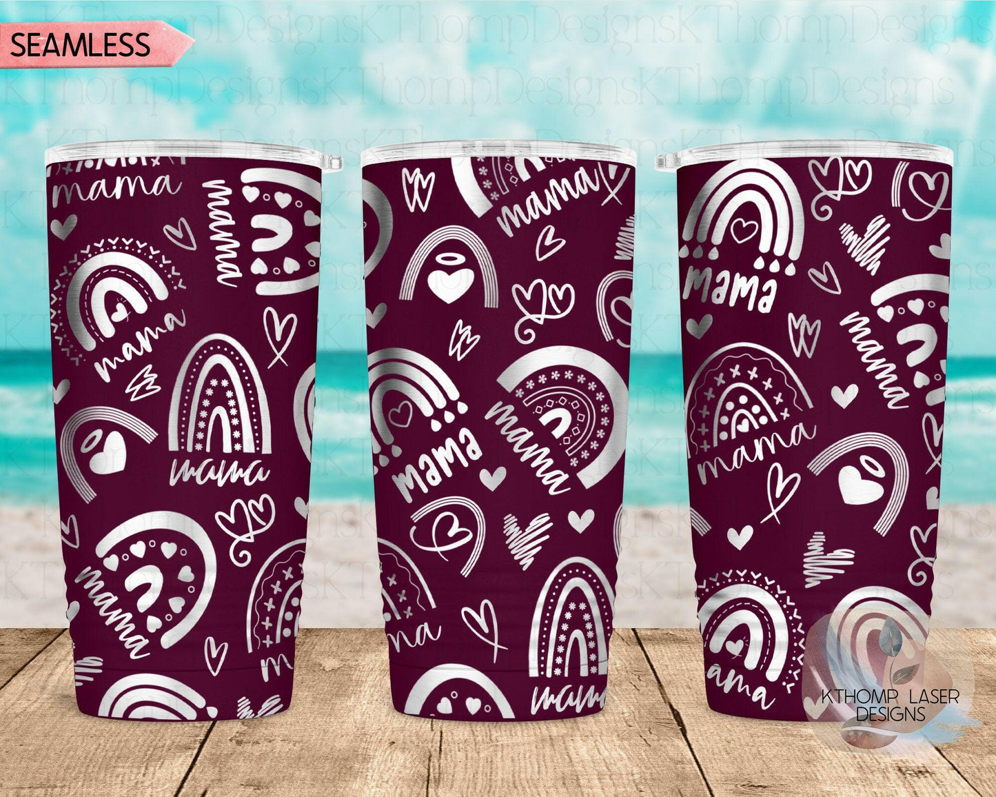 Rainbow Mama Laser Engraved Wrap Design for 20oz & 30oz Tumblers, Digital Download, SVG, Mom Gift Seamless Design, Tumbler Wrap For Rotary