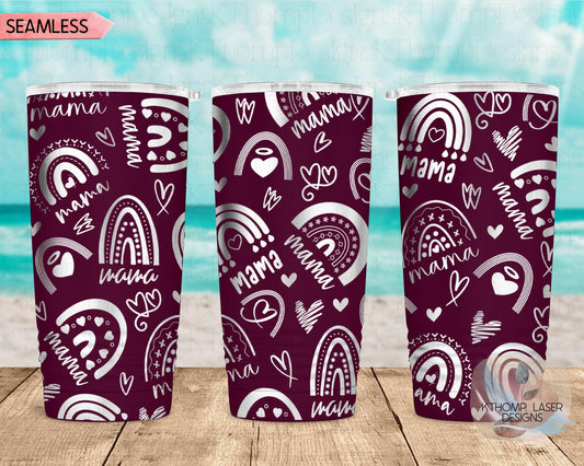 Rainbow Mama Laser Engraved Wrap Design for 20oz & 30oz Tumblers, Digital Download, SVG, Mom Gift Seamless Design, Tumbler Wrap For Rotary