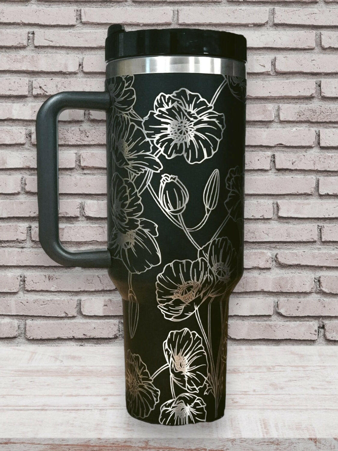 Poppies Laser Engraved Full Wrap Design for 40oz Tumbler, Digital Download, SVG, Floral Seamless Design, Tumbler Wrap For Laser Rotary