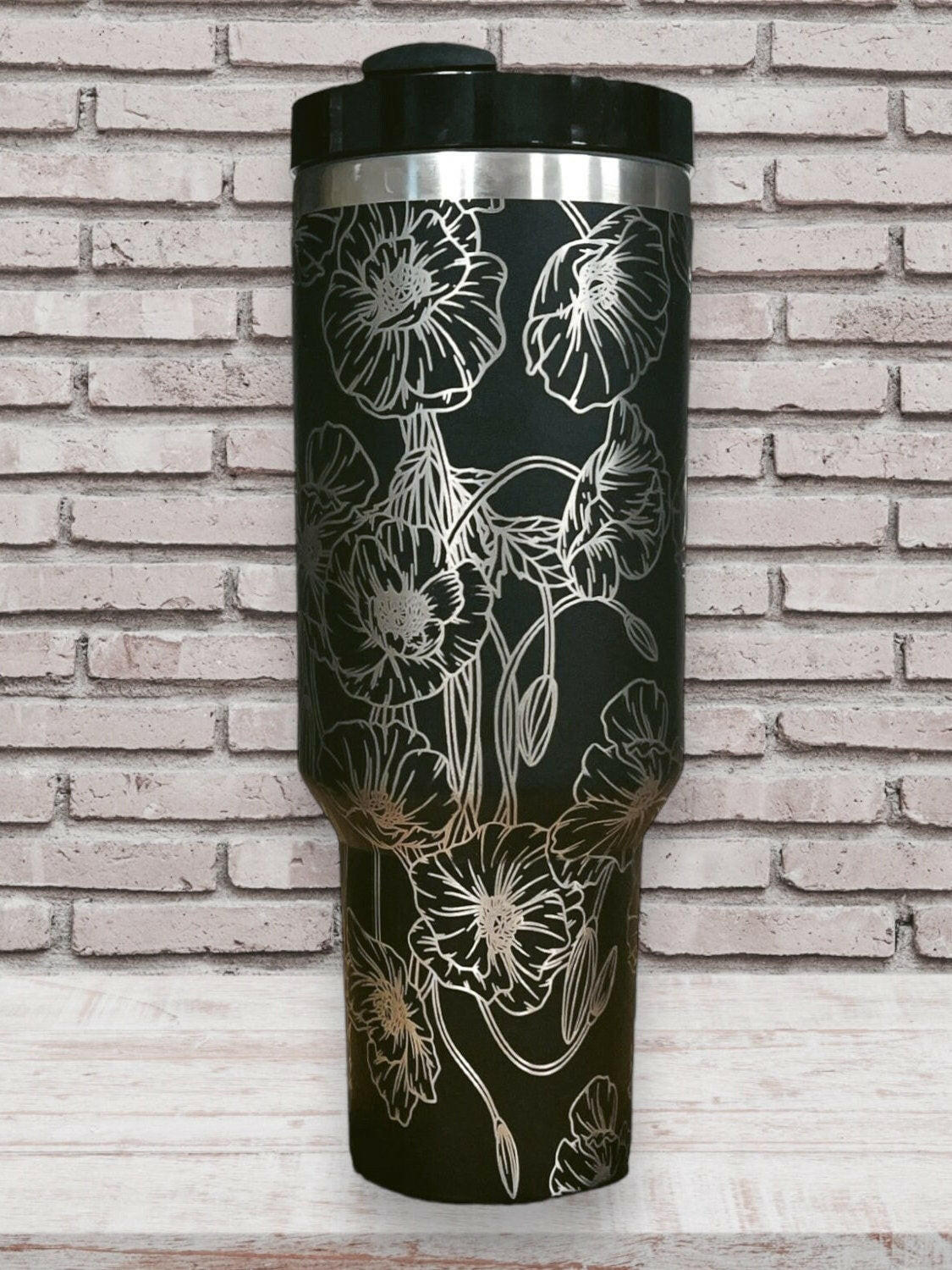 Poppies Laser Engraved Full Wrap Design for 40oz Tumbler, Digital Download, SVG, Floral Seamless Design, Tumbler Wrap For Laser Rotary