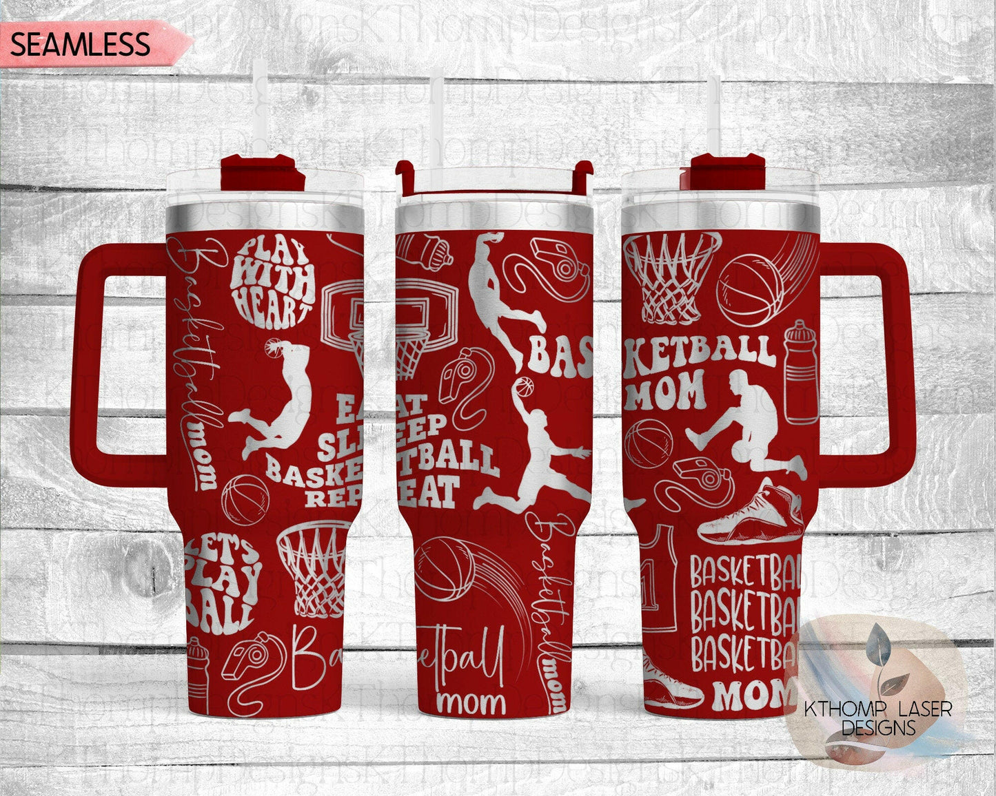 Basketball Mom Laser Engraved Full Wrap Design for 40oz Tumbler, Digital Download, SVG, Seamless Design, Tumbler Wrap For Laser Rotary