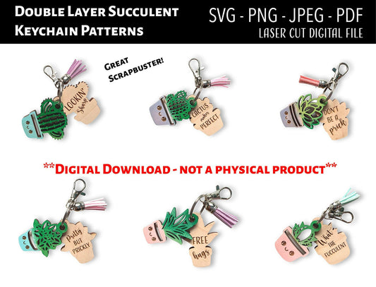 Double Layer Succulent Keychain SVG, PNG