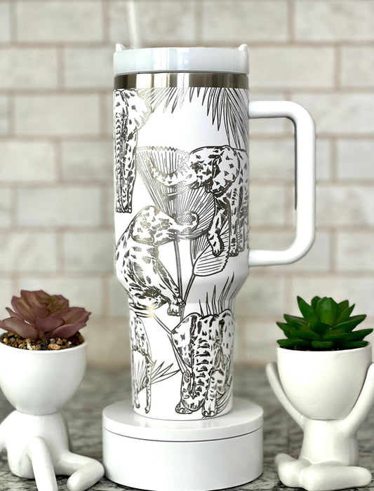 Elephants Laser Engraved Full Wrap Design for 40oz Tumbler, Digital Download, SVG, Seamless Design, Tumbler Wrap For Laser Rotary