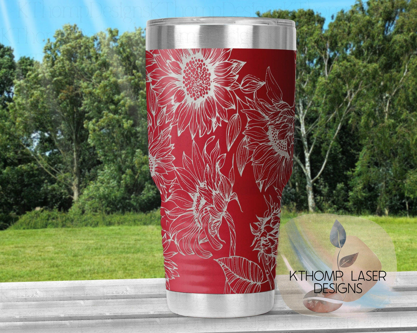 Sunflowers Laser Engraved Full Wrap Design for 20oz & 30oz Tumblers, Digital Download, SVG, Seamless Floral Design, Tumbler Wrap For Rotary