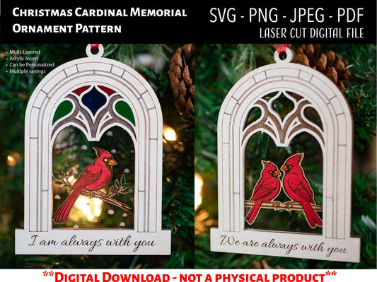 Cardinal Memorial Christmas Ornament SVG, PNG