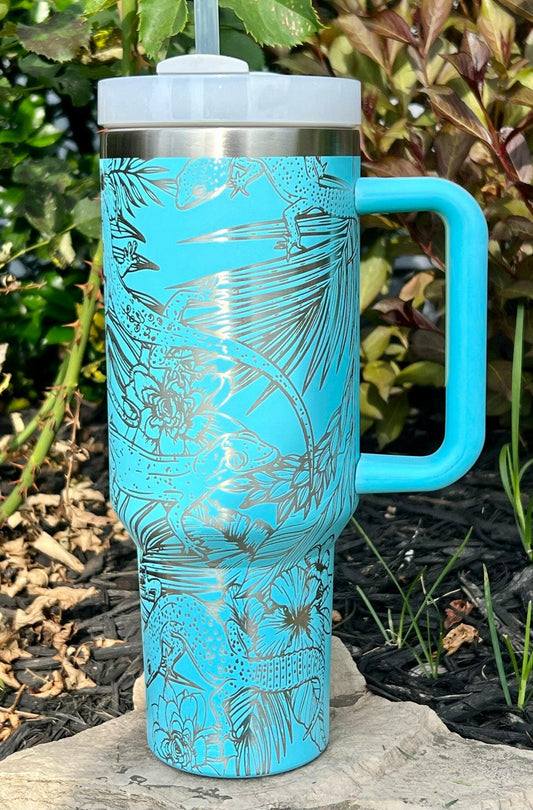 Geckos Laser Engraved Full Wrap Design for 40oz Tumbler, Digital Download, SVG, Seamless Design, Tumbler Wrap For Laser Rotary