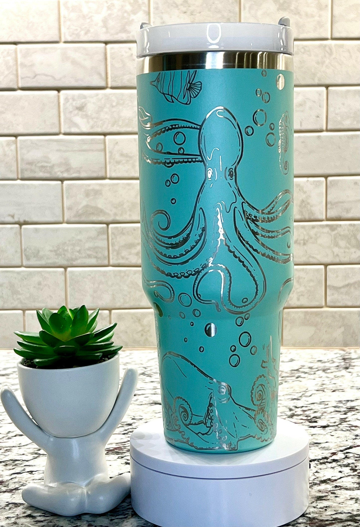 Octopus Laser Engraved Full Wrap Design for 40oz Tumbler, Digital Download, SVG, Ocean Seamless Design, Tumbler Wrap For Laser Rotary