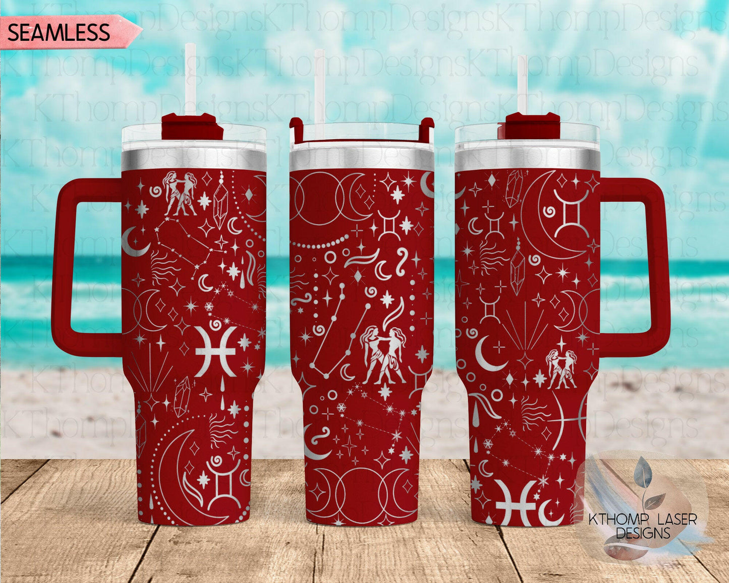 Gemini Zodiac Laser Engraved Full Wrap Design for 40oz Quencher Style Tumbler, Digital Download, Astronomy Seamless Design, Laser Rotary SVG