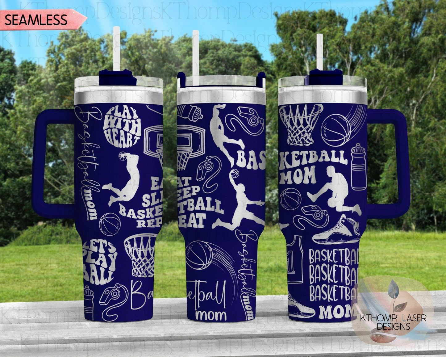 Basketball Mom Laser Engraved Full Wrap Design for 40oz Tumbler, Digital Download, SVG, Seamless Design, Tumbler Wrap For Laser Rotary