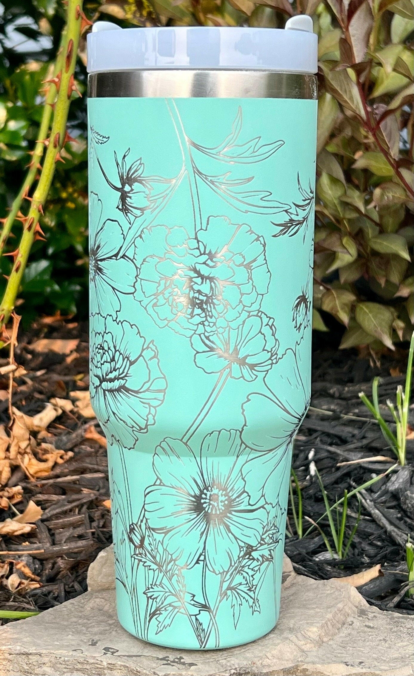 Marigolds & Cosmos Laser Engraved Full Wrap Design for 40oz Tumbler, Digital Download, SVG, Seamless Design, Tumbler Wrap For Laser Rotary