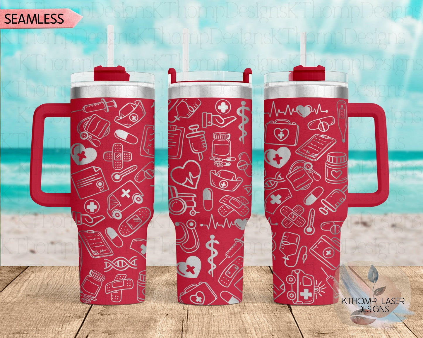 Nurse Medical Doodles Laser Engraved Full Wrap for 40oz Tumbler, Digital Download, SVG, Seamless Design, Tumbler Wrap For Laser Rotary