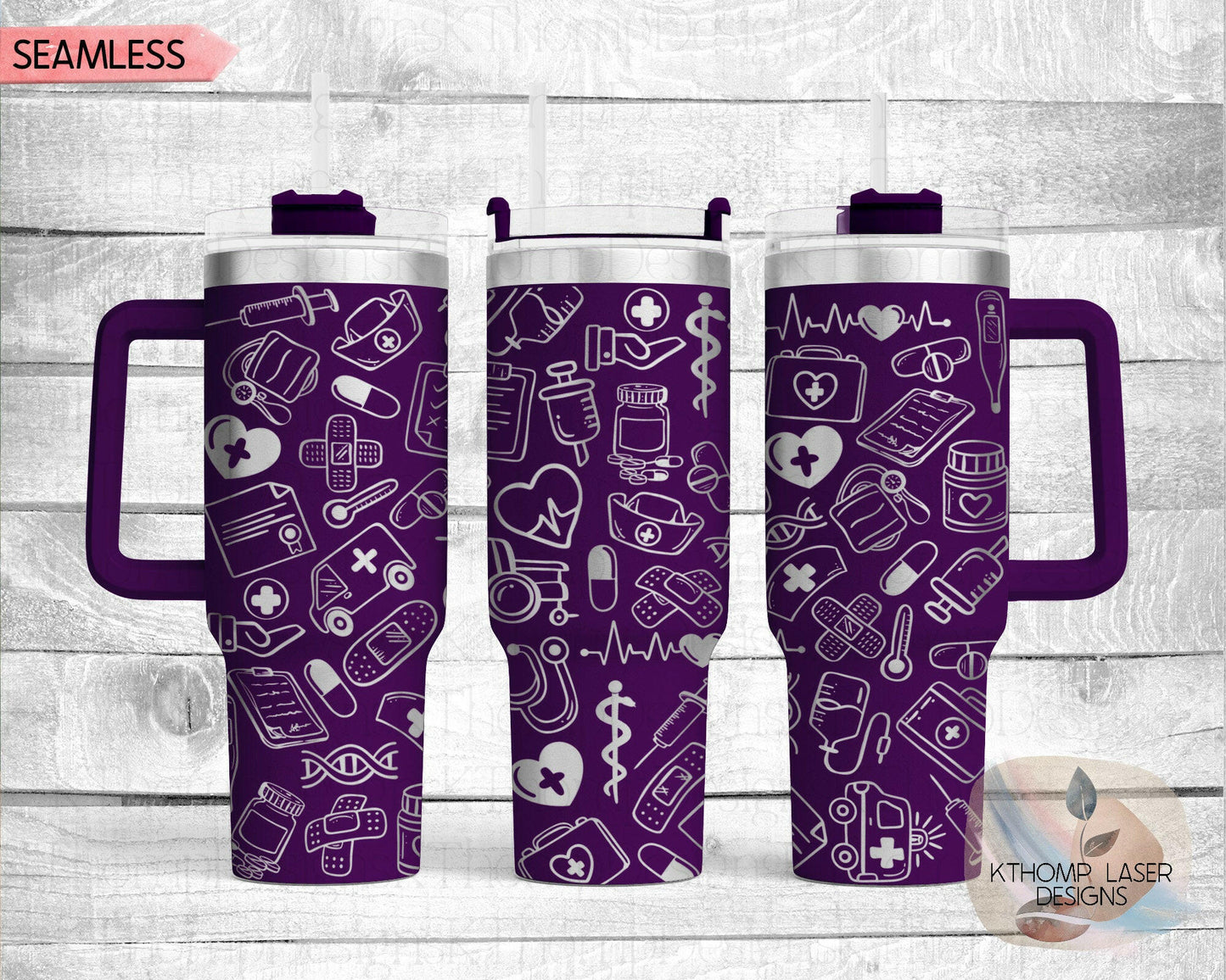 Nurse Medical Doodles Laser Engraved Full Wrap for 40oz Tumbler, Digital Download, SVG, Seamless Design, Tumbler Wrap For Laser Rotary