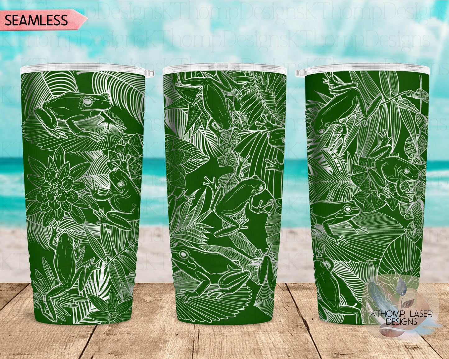 Tree Frogs Laser Engraved Full Wrap Design for 20oz & 30oz Tumblers, Digital Download, SVG, Seamless Frogs Design, Tumbler Wrap For Rotary