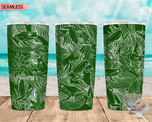 Tree Frogs Laser Engraved Full Wrap Design for 20oz & 30oz Tumblers, Digital Download, SVG, Seamless Frogs Design, Tumbler Wrap For Rotary