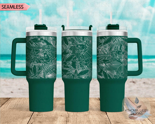 Tree Frogs Laser Engraved TOP Wrap Design for 40oz Tumbler, Top Half, Digital Download, SVG, Seamless Design, Tumbler Wrap For Laser Rotary