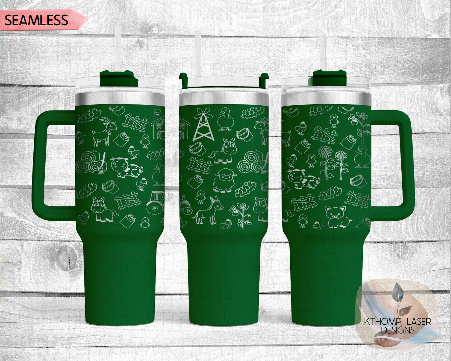 Farm Doodles Laser Engraved TOP Wrap Design for 40oz Tumbler, Digital Download, SVG, Seamless Design, Tumbler Wrap For Laser Rotary