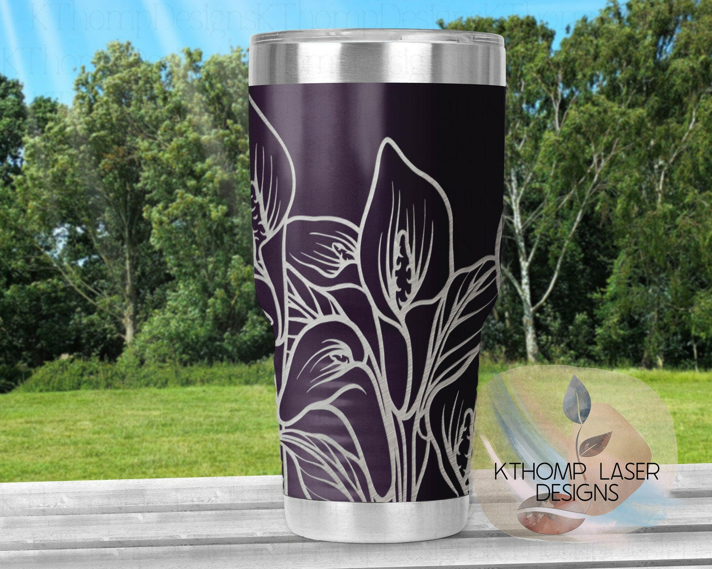 Calla Lilies Laser Engraved Full Wrap Design for 20oz & 30oz Tumblers, Digital Download, SVG, Seamless Design, Tumbler Wrap For Rotary