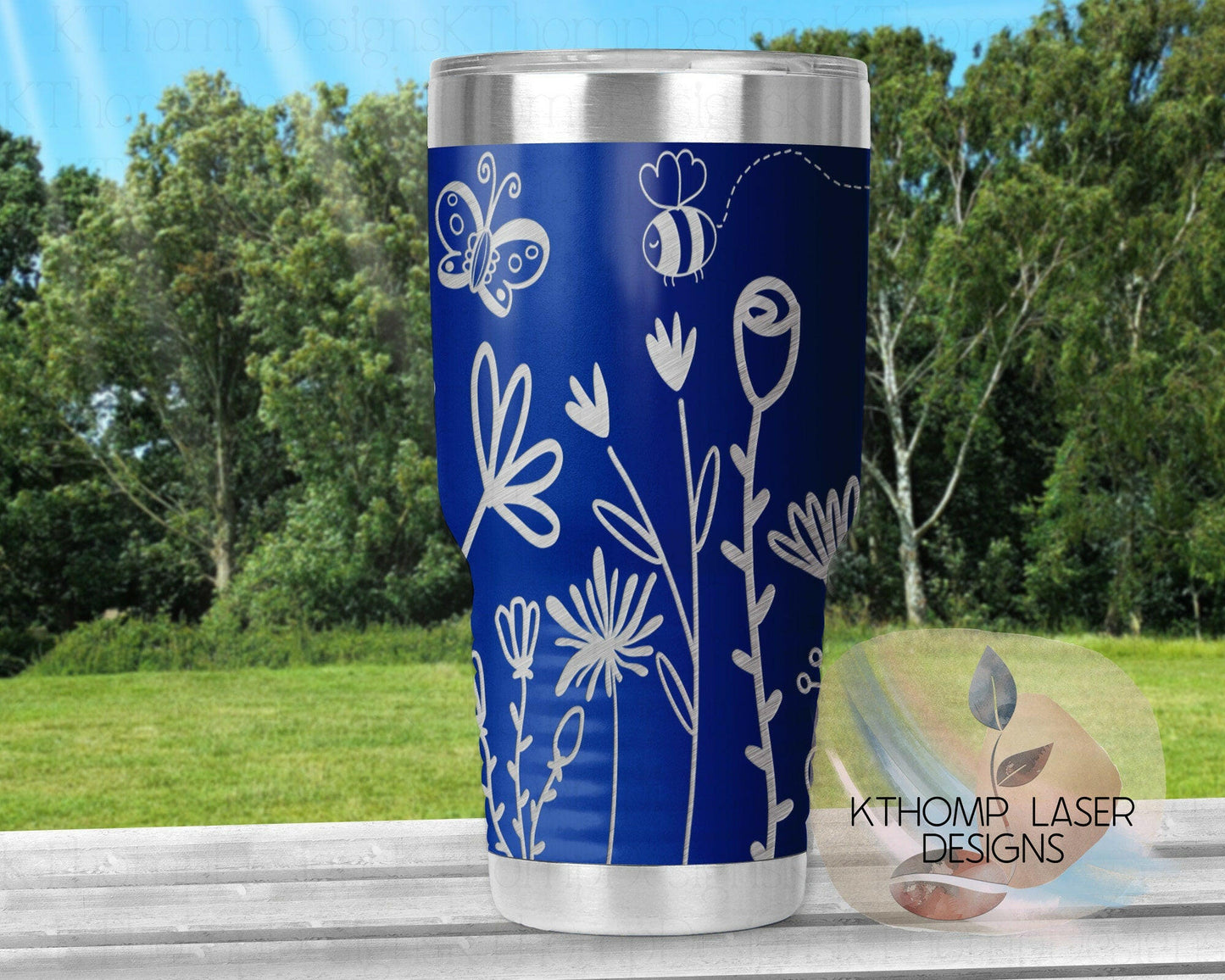 Floral Garden Laser Engraved Full Wrap Design for 20oz & 30oz Tumblers, Digital Download, SVG, Seamless Design, Tumbler Wrap For Rotary