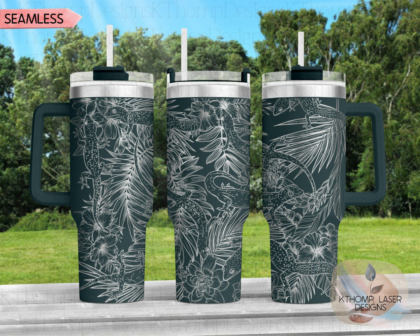 Geckos Laser Engraved Full Wrap Design for 40oz Tumbler, Digital Download, SVG, Seamless Design, Tumbler Wrap For Laser Rotary