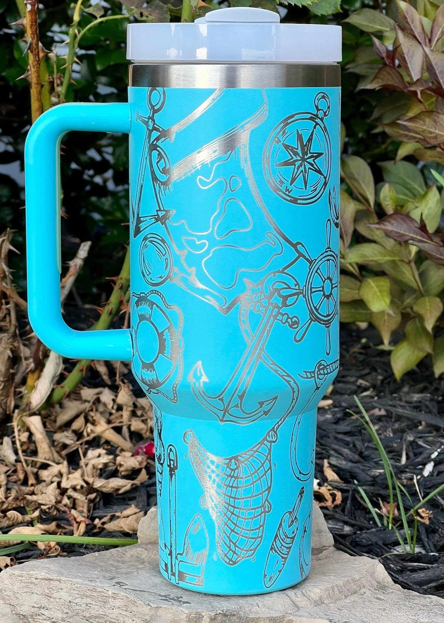 Nautical Doodles Laser Engraved Full Wrap Design for 40oz Tumbler, Digital Download, SVG, Seamless Design, Tumbler Wrap For Laser Rotary