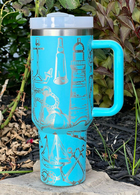 Nautical Doodles Laser Engraved Full Wrap Design for 40oz Tumbler, Digital Download, SVG, Seamless Design, Tumbler Wrap For Laser Rotary