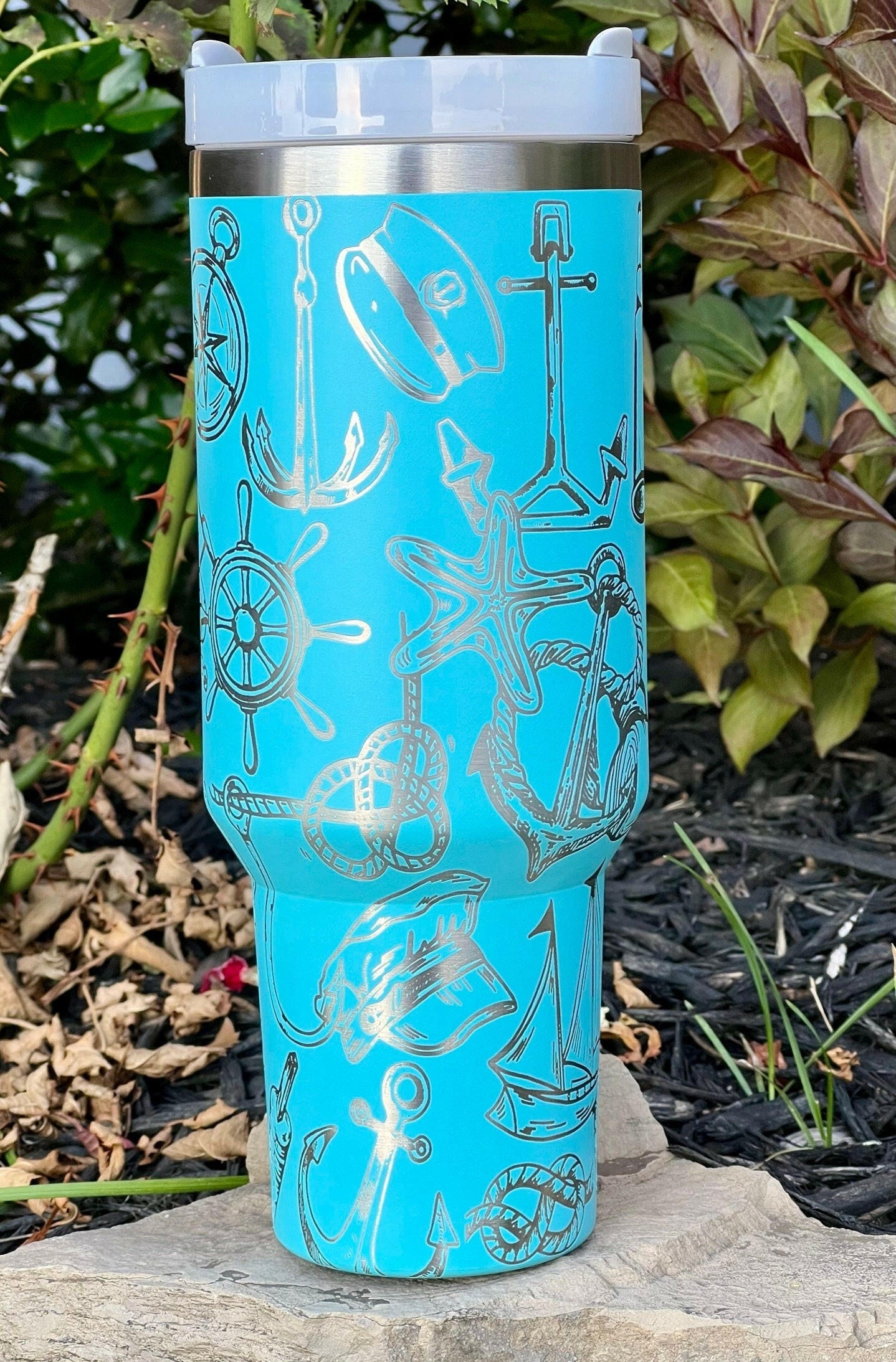 Nautical Doodles Laser Engraved Full Wrap Design for 40oz Tumbler, Digital Download, SVG, Seamless Design, Tumbler Wrap For Laser Rotary