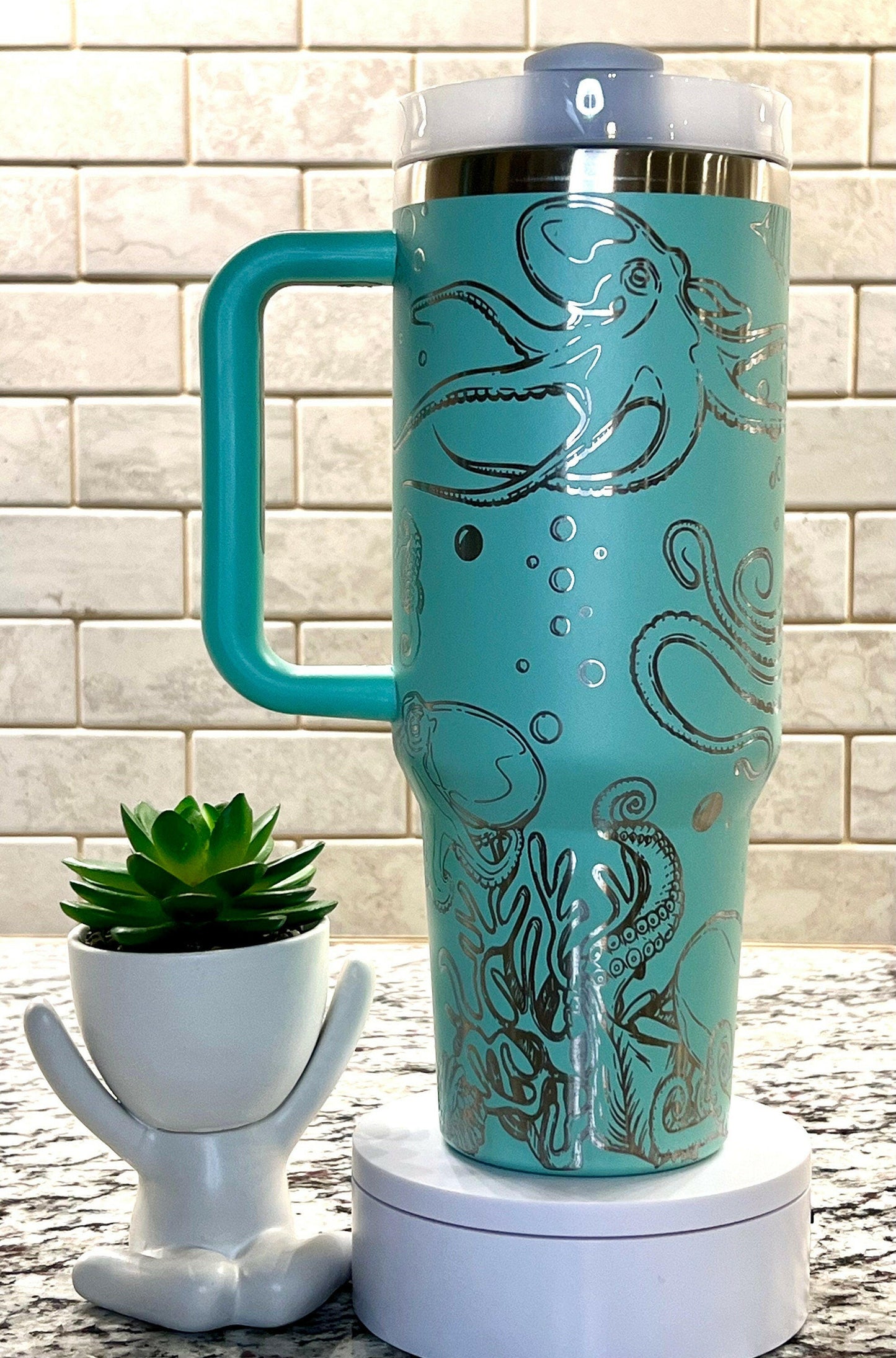 Octopus Laser Engraved Full Wrap Design for 40oz Tumbler, Digital Download, SVG, Ocean Seamless Design, Tumbler Wrap For Laser Rotary