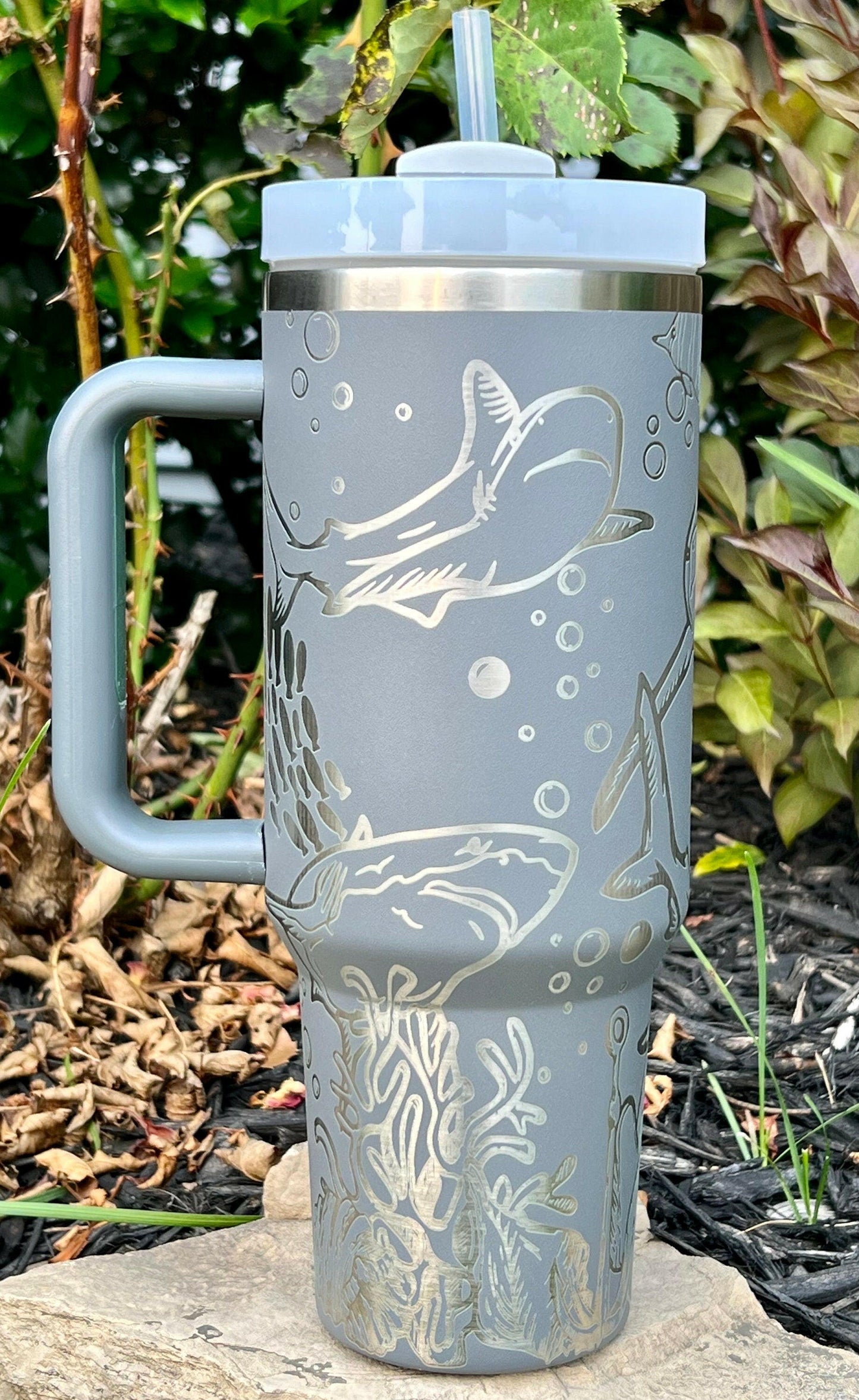 Sharks Laser Engraved Full Wrap Design for 40oz Tumbler, Digital Download, SVG, Ocean Seamless Design, Tumbler Wrap For Laser Rotary