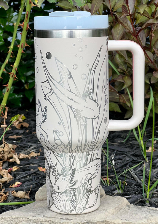 Axolotls Laser Engraved Full Wrap Design for 40oz Tumbler, Digital Download, SVG, Seamless Design, Tumbler Wrap For Laser Rotary