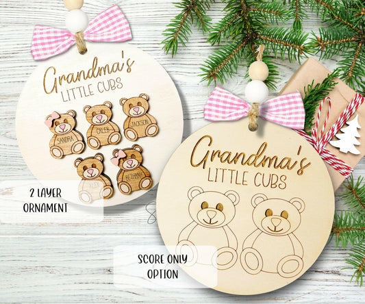Grandma's Little Cubs Christmas Ornament Svg File, Grandparents Ornament SVG File, Momma Bear Christmas Ornament SVG File, Mom Ornament SVG
