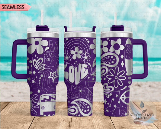 Retro Groovy 70's Laser Engraved Full Wrap Design for 40oz Tumbler, Digital Download, SVG, Seamless Design, Tumbler Wrap For Laser Rotary