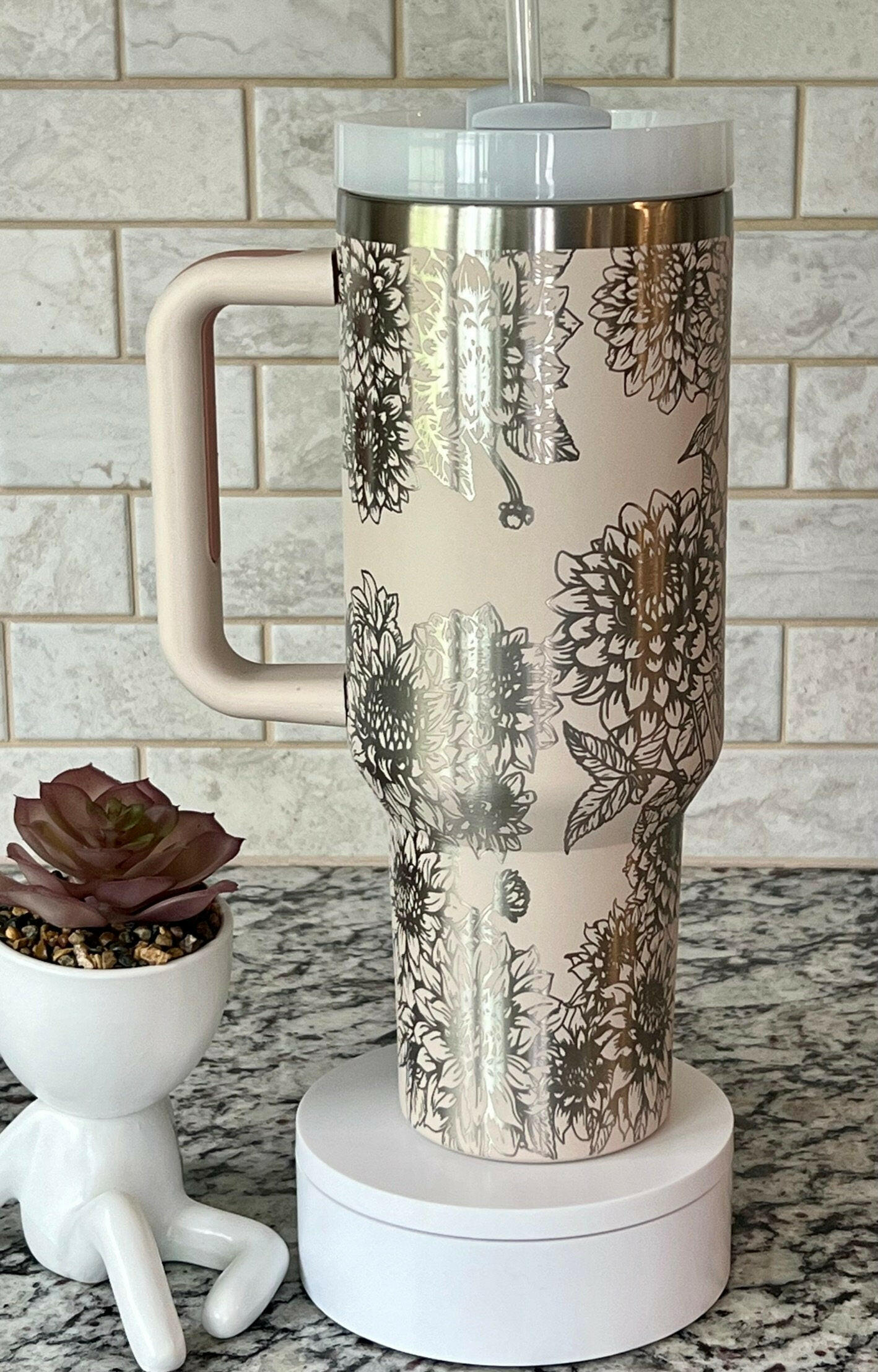 Dahlias Laser Engraved Full Wrap Design for 40oz Tumbler, Digital Download, SVG, Seamless Floral Design, Tumbler Wrap For Laser Rotary