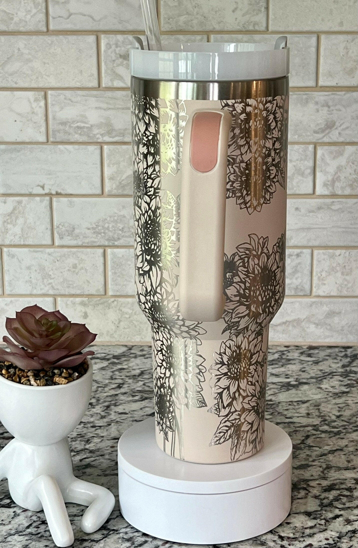 Dahlias Laser Engraved Full Wrap Design for 40oz Tumbler, Digital Download, SVG, Seamless Floral Design, Tumbler Wrap For Laser Rotary