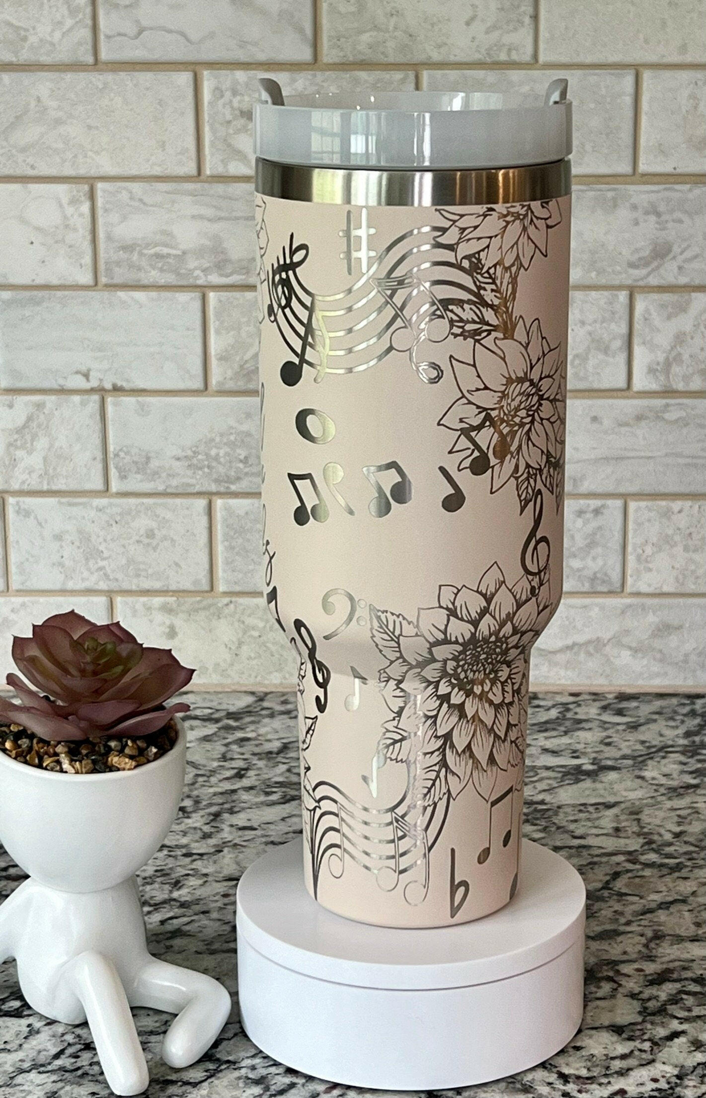 When Words Fail Music Speaks Floral Laser Engraved Full Wrap Design for 40oz Tumbler, Digital Download, SVG, Tumbler Wrap For Laser Rotary