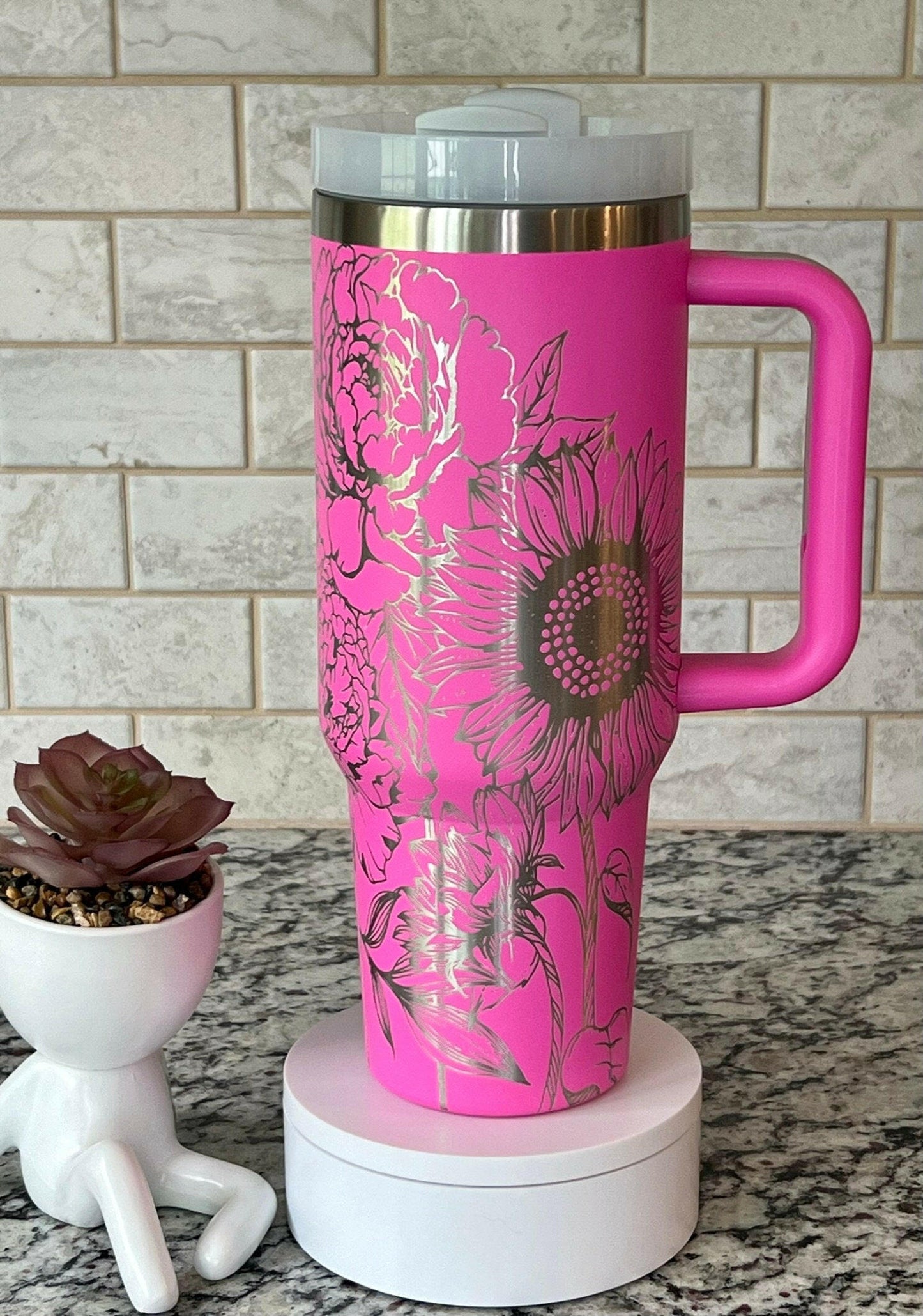 Peonies & Sunflowers Laser Engraved Full Wrap Design for 40oz Tumbler, Digital Download, SVG, Seamless Design, Tumbler Wrap For Laser Rotary