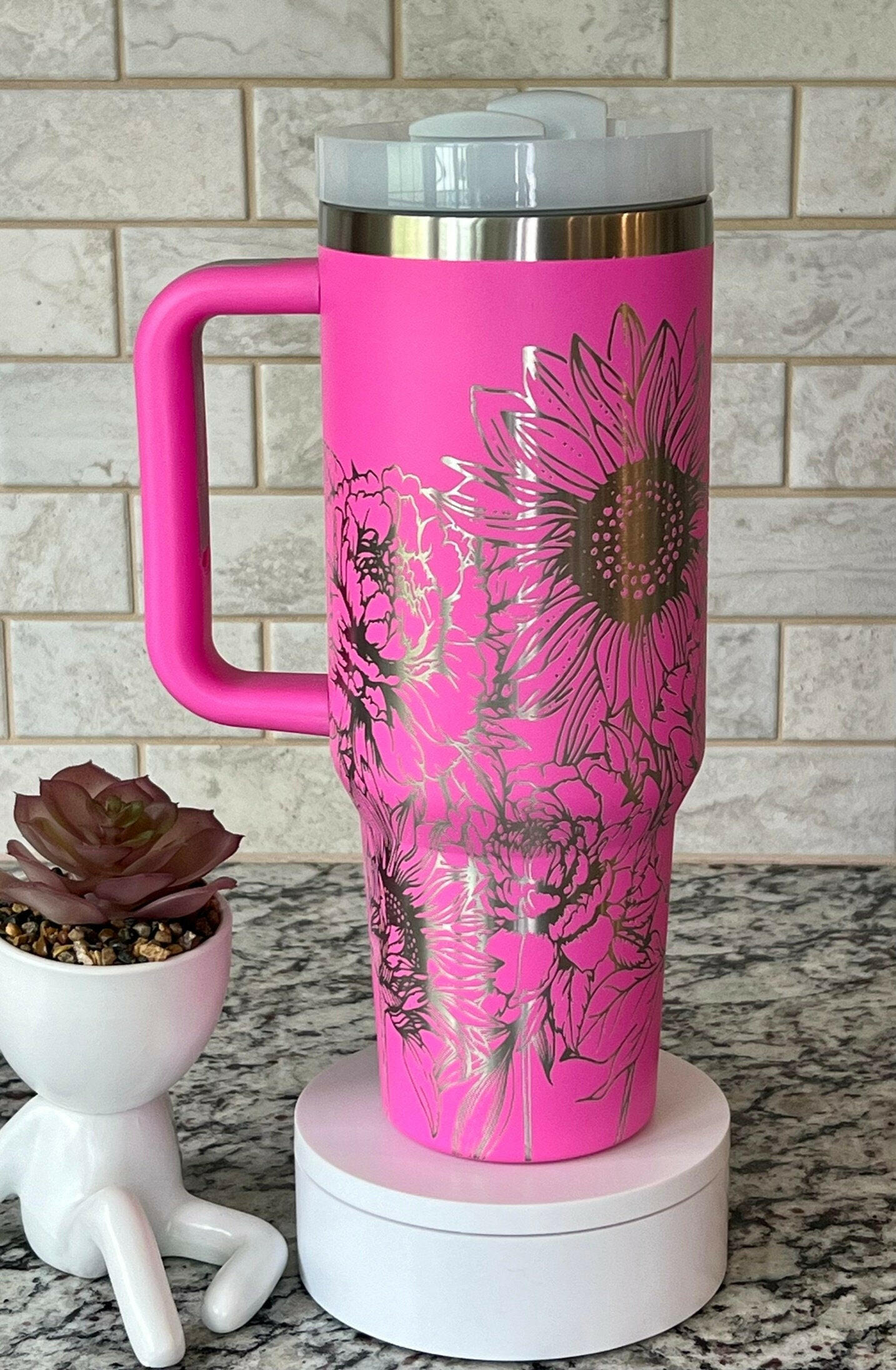 Peonies & Sunflowers Laser Engraved Full Wrap Design for 40oz Tumbler, Digital Download, SVG, Seamless Design, Tumbler Wrap For Laser Rotary