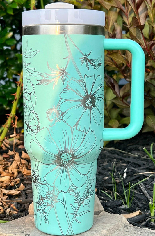 Marigolds & Cosmos Laser Engraved Full Wrap Design for 40oz Tumbler, Digital Download, SVG, Seamless Design, Tumbler Wrap For Laser Rotary